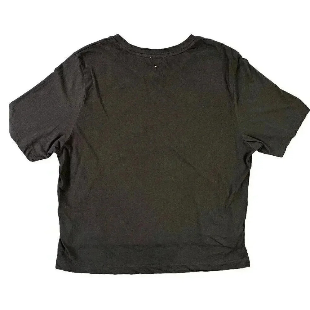 CUYANA Women's Short Sleeve 100% Organic PIMA Cotton Cropped Tee Sz Large Black - Picture 4 of 11